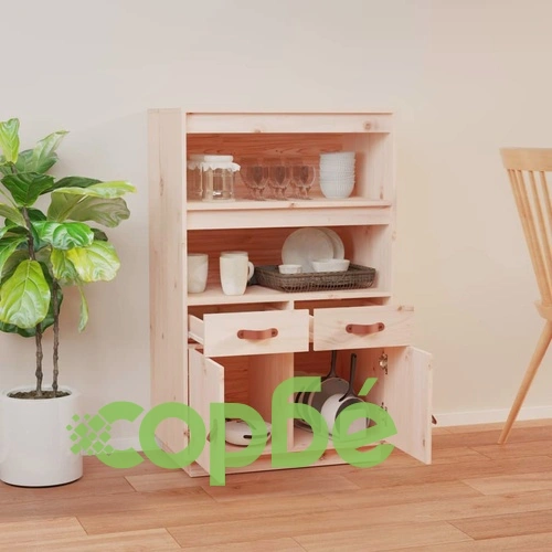 Висок шкаф, 67x40x108,5 см, борово дърво масив ➤ топ цена ➤ sorbe.bg