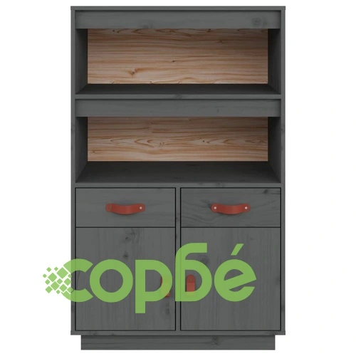 Висок шкаф, сив, 67x40x108,5 см, борово дърво масив ➤ топ цена ➤ sorbe.bg