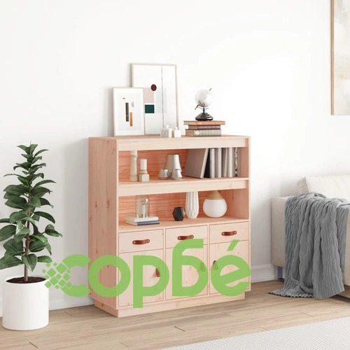 Висок шкаф, 100x40x108,5 см, борово дърво масив ➤ топ цена ➤ sorbe.bg