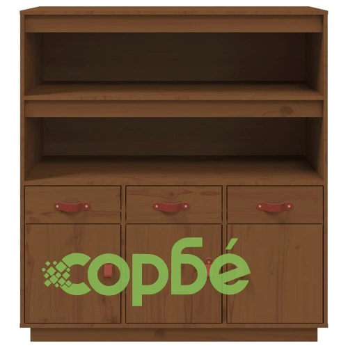 Висок шкаф, меденокафяв, 100x40x108,5 см, борово дърво масив ➤ топ цена ➤ sorbe.bg