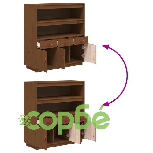 Висок шкаф, меденокафяв, 100x40x108,5 см, борово дърво масив ➤ топ цена ➤ sorbe.bg