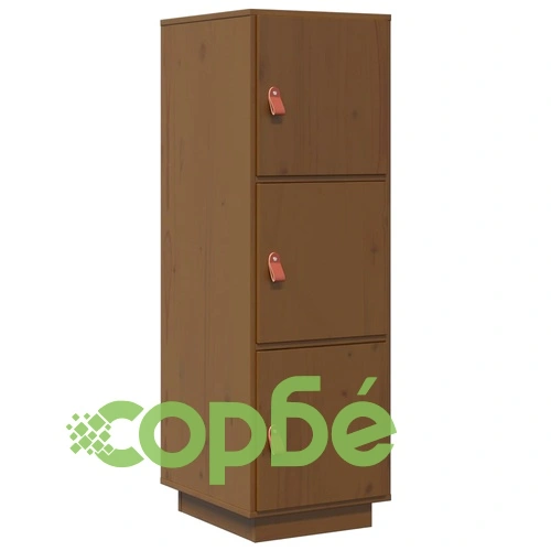 Висок шкаф, меденокафяв, 34x40x108,5 см, борово дърво масив ➤ топ цена ➤ sorbe.bg