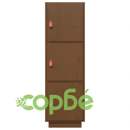 Висок шкаф, меденокафяв, 34x40x108,5 см, борово дърво масив ➤ топ цена ➤ sorbe.bg