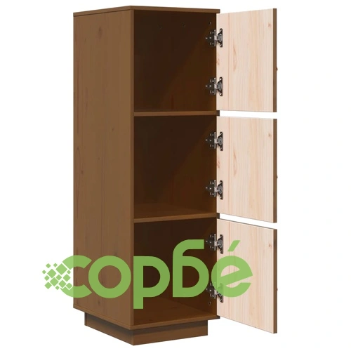 Висок шкаф, меденокафяв, 34x40x108,5 см, борово дърво масив ➤ топ цена ➤ sorbe.bg