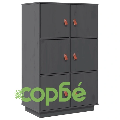 Висок шкаф, сив, 67x40x108,5 см, борово дърво масив ➤ топ цена ➤ sorbe.bg