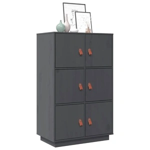 Висок шкаф, сив, 67x40x108,5 см, борово дърво масив
