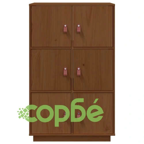 Висок шкаф, меденокафяв, 67x40x108,5 см, борово дърво масив ➤ топ цена ➤ sorbe.bg