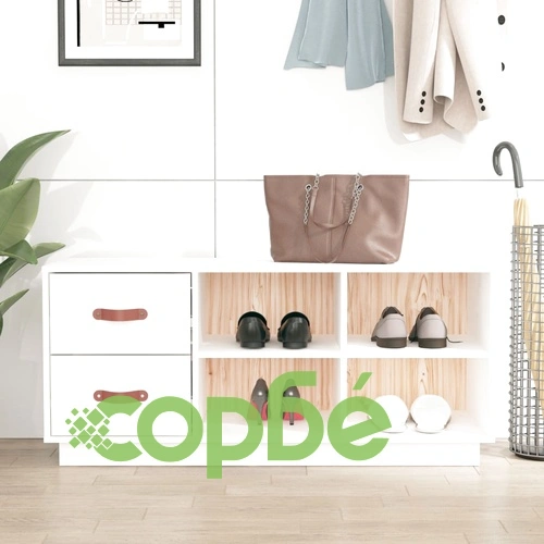 Пейка за обувки бяла 100x34x45 см масивна борова дървесина ➤ топ цена ➤ sorbe.bg