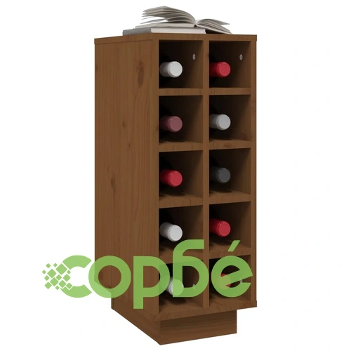 Шкаф за вино меденокафяв 23x34x61 см масивна дървесина бор ➤ топ цена ➤ sorbe.bg