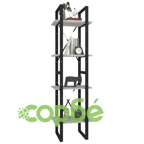 Библиотека на 4 нива, сив сонома, 40x30x140 см, инженерно дърво ➤ топ цена ➤ sorbe.bg