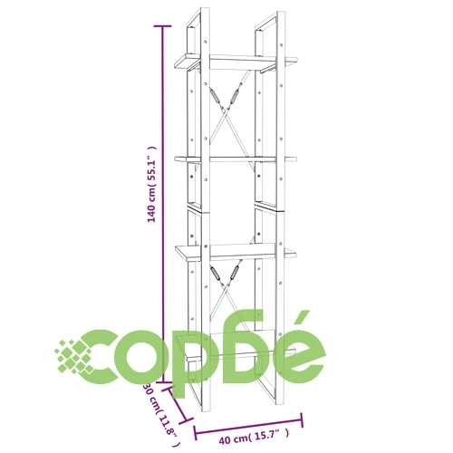 Библиотека на 4 нива, сив сонома, 40x30x140 см, инженерно дърво ➤ топ цена ➤ sorbe.bg