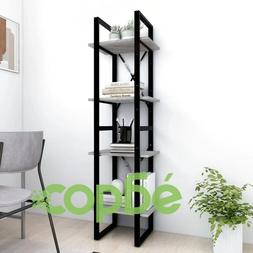 Библиотека на 4 нива, сив сонома, 40x30x140 см, инженерно дърво ➤ топ цена ➤ sorbe.bg