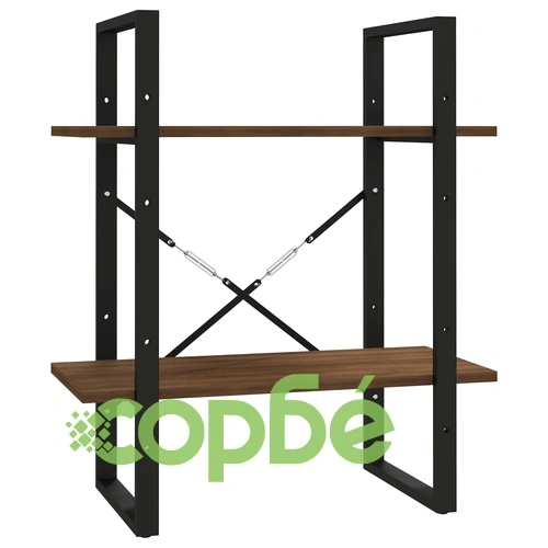 Библиотека на 2 нива, кафяв дъб, 60x30x70 см, инженерно дърво ➤ топ цена ➤ sorbe.bg