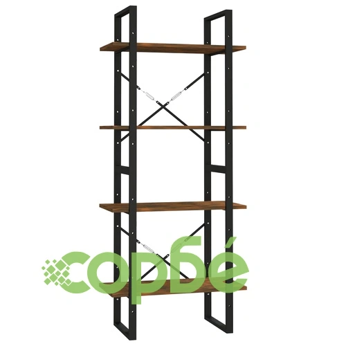 Библиотека на 4 нива, опушен дъб, 60x30x140 см, инженерно дърво ➤ топ цена ➤ sorbe.bg