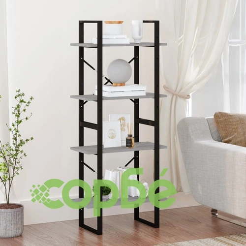Библиотека на 4 нива, сив сонома, 60x30x140 см, инженерно дърво ➤ топ цена ➤ sorbe.bg