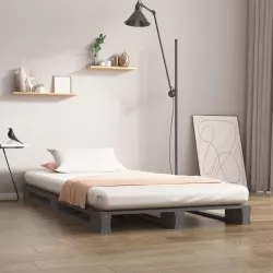Легло от палети, сиво, 75x190 см, бор масив, 2FT6 Small Single