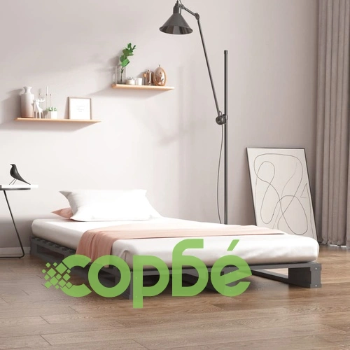 Легло от палети, сиво, 90x190 см, бор масив, Single ➤ топ цена ➤ sorbe.bg