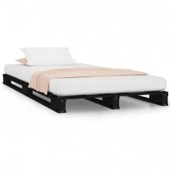 Легло от палети, черно, 90x190 см, бор масив, 3FT Single
