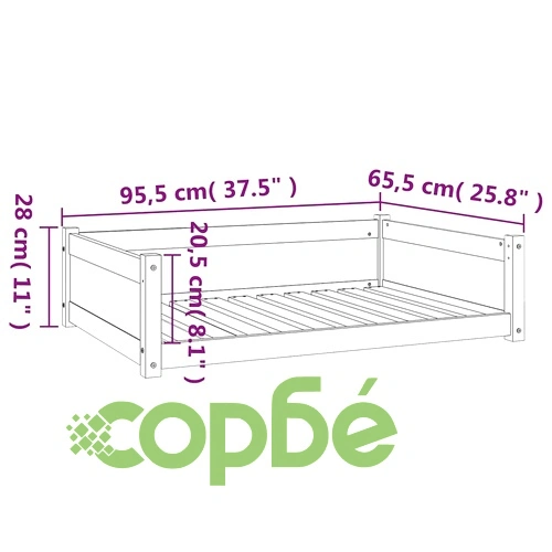 Кучешко легло, 95,5x65,5x28 см, борово дърво масив ➤ топ цена ➤ sorbe.bg