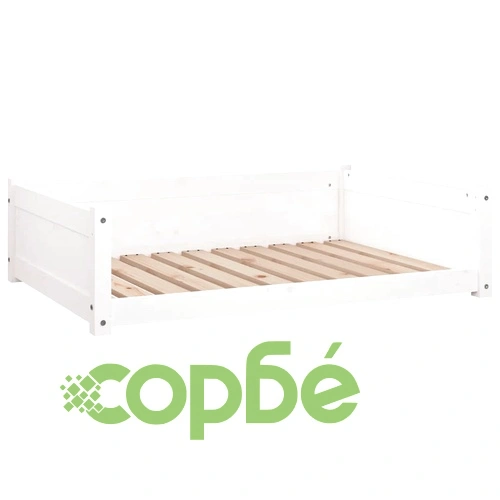 Кучешко легло, бяло, 95,5x65,5x28 см, борова дървесина масив ➤ топ цена ➤ sorbe.bg