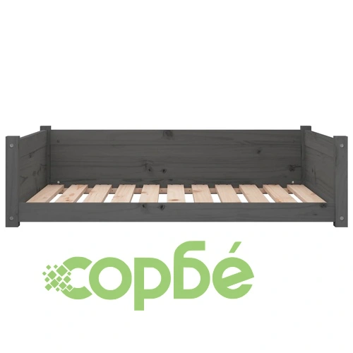 Кучешко легло, Сиво, 95,5x65,5x28 см, борова дървесина масив ➤ топ цена ➤ sorbe.bg