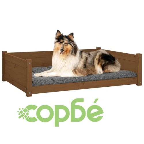 Кучешко легло, меденокафяво, 95,5x65,5x28 см, бор масив ➤ топ цена ➤ sorbe.bg