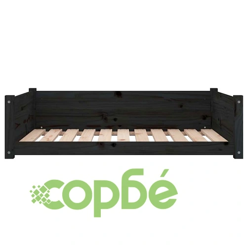 Кучешко легло, черно, 95,5x65,5x28 см, борова дървесина масив ➤ топ цена ➤ sorbe.bg