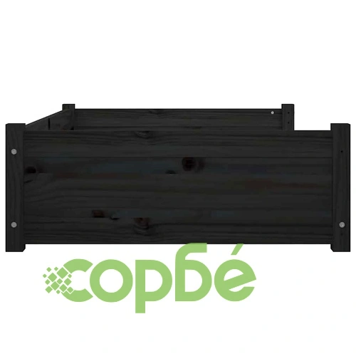 Кучешко легло, черно, 95,5x65,5x28 см, борова дървесина масив ➤ топ цена ➤ sorbe.bg