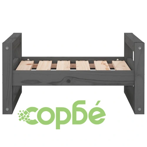 Кучешко легло, Сиво, 55,5x45,5x28 см, борова дървесина масив ➤ топ цена ➤ sorbe.bg