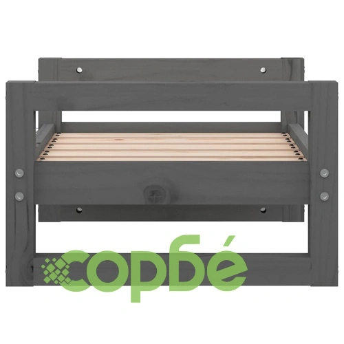 Кучешко легло, Сиво, 55,5x45,5x28 см, борова дървесина масив ➤ топ цена ➤ sorbe.bg