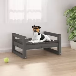 Кучешко легло, Сиво, 55,5x45,5x28 см, борова дървесина масив