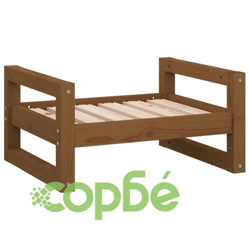 Кучешко легло, меденокафяво, 55,5x45,5x28 см, бор масив ➤ топ цена ➤ sorbe.bg