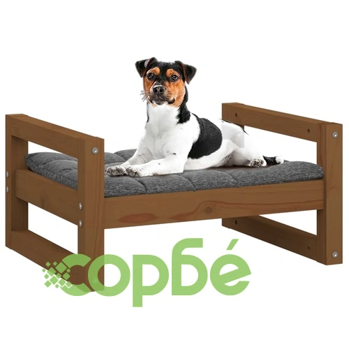 Кучешко легло, меденокафяво, 55,5x45,5x28 см, бор масив ➤ топ цена ➤ sorbe.bg