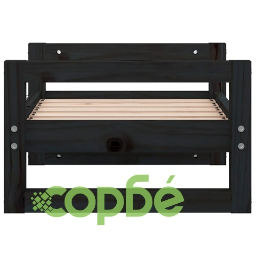 Кучешко легло, черно, 55,5x45,5x28 см, борова дървесина масив ➤ топ цена ➤ sorbe.bg