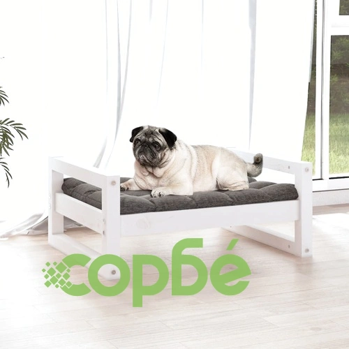 821473  Кучешко легло, бяло, 65,5x50,5x28 см, бор масив ➤ топ цена ➤ sorbe.bg