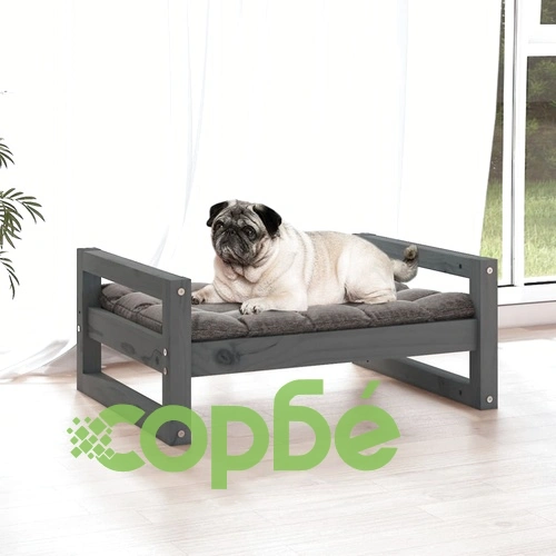 821474  Кучешко легло, Сиво, 65,5x50,5x28 см, бор масив ➤ топ цена ➤ sorbe.bg