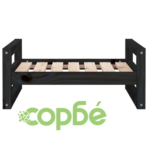 Кучешко легло, черно, 65,5x50,5x28 см, борова дървесина масив ➤ топ цена ➤ sorbe.bg