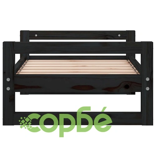 Кучешко легло, черно, 65,5x50,5x28 см, борова дървесина масив ➤ топ цена ➤ sorbe.bg