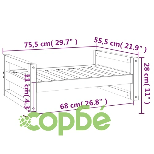 Кучешко легло, Сиво, 75,5x55,5x28 см, борова дървесина масив ➤ топ цена ➤ sorbe.bg