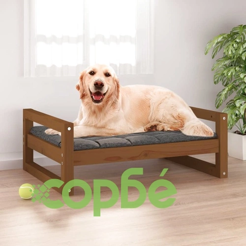 821480  Кучешко легло, меденокафяво, 75,5x55,5x28 см, бор масив ➤ топ цена ➤ sorbe.bg