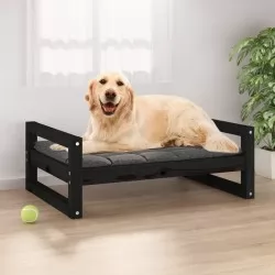 Кучешко легло, черно, 75,5x55,5x28 см, борова дървесина масив