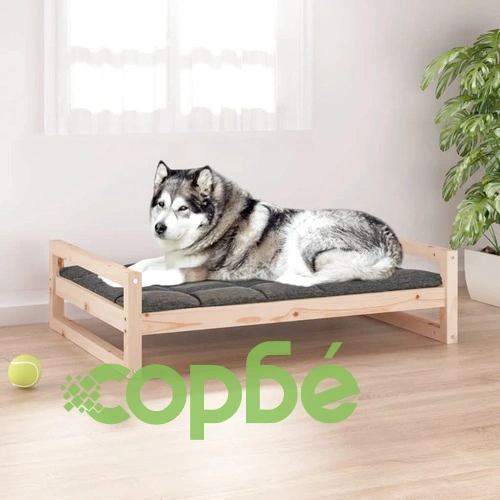 Кучешко легло, 105,5x75,5x28 см, борово дърво масив ➤ топ цена ➤ sorbe.bg