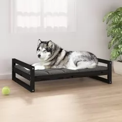 Кучешко легло, черно, 105,5x75,5x28 см, борова дървесина масив