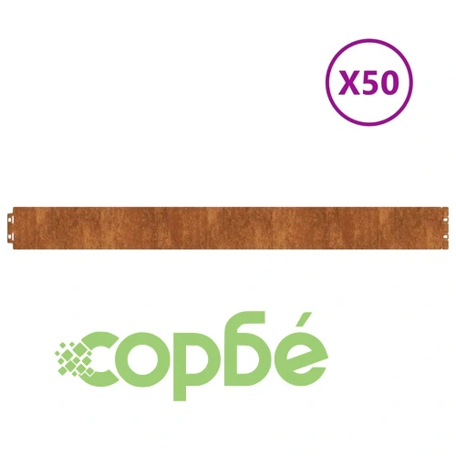 Градински кантове 50 бр 10x103 см гъвкави кортенова стомана ➤ топ цена ➤ sorbe.bg