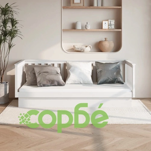 Дневно легло без матрак, бял, 80x200 см, борово дърво масив ➤ топ цена ➤ sorbe.bg