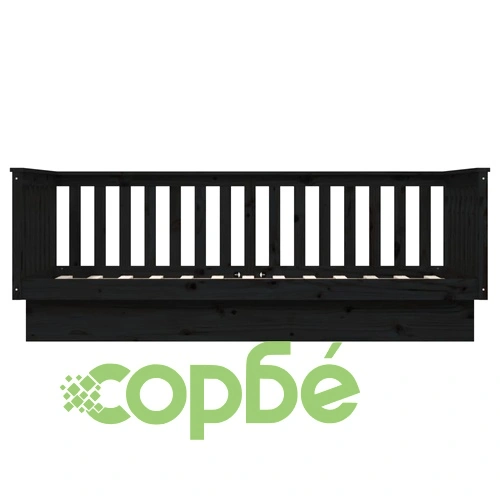 Дневно легло, черно, борово дърво масив, 90x200 см ➤ топ цена ➤ sorbe.bg