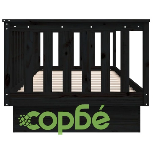 Дневно легло, черно, борово дърво масив, 90x200 см ➤ топ цена ➤ sorbe.bg