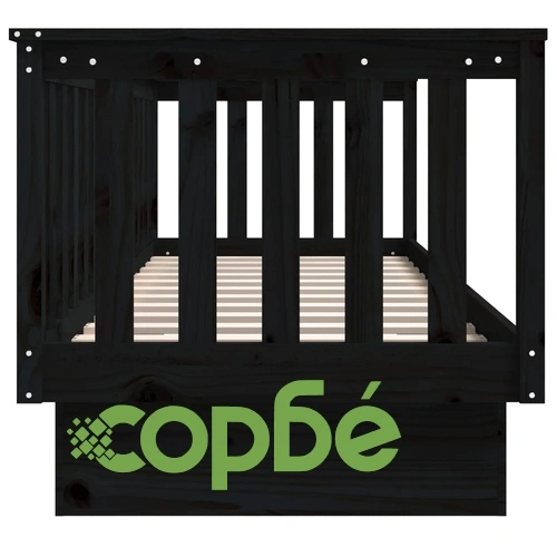 Дневно легло, Черен 75x190 см борово дърво масив ➤ топ цена ➤ sorbe.bg