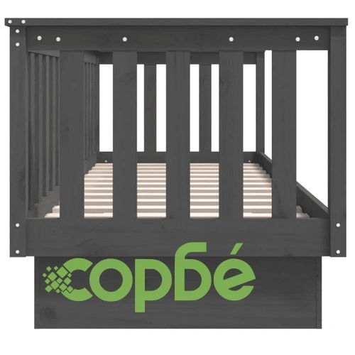 Дневно легло, сиво, 90x190 см, борово дърво масив ➤ топ цена ➤ sorbe.bg