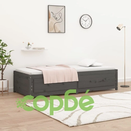 Дневно легло сиво 90x190 см Single борово дърво масив ➤ топ цена ➤ sorbe.bg